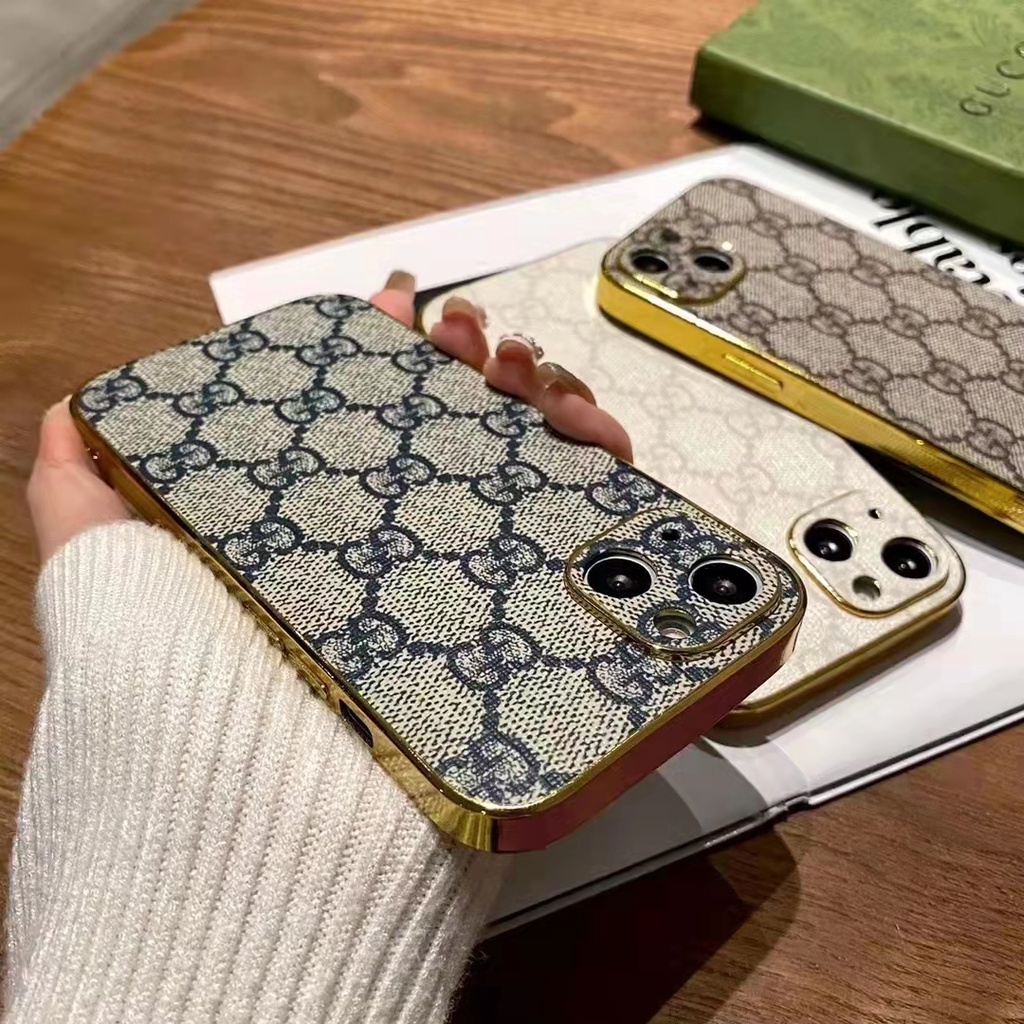 Ốp Điện Thoại Da In Logo Sang Trọng Bảo Vệ Camera Cho iPhone 14 13 12 11 Pro Max XS XR X 8 7 Plus + SE 2020