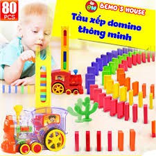 Tàu hỏa thả domino thông minh cho bé thỏa sức sáng tạo (clip thật)