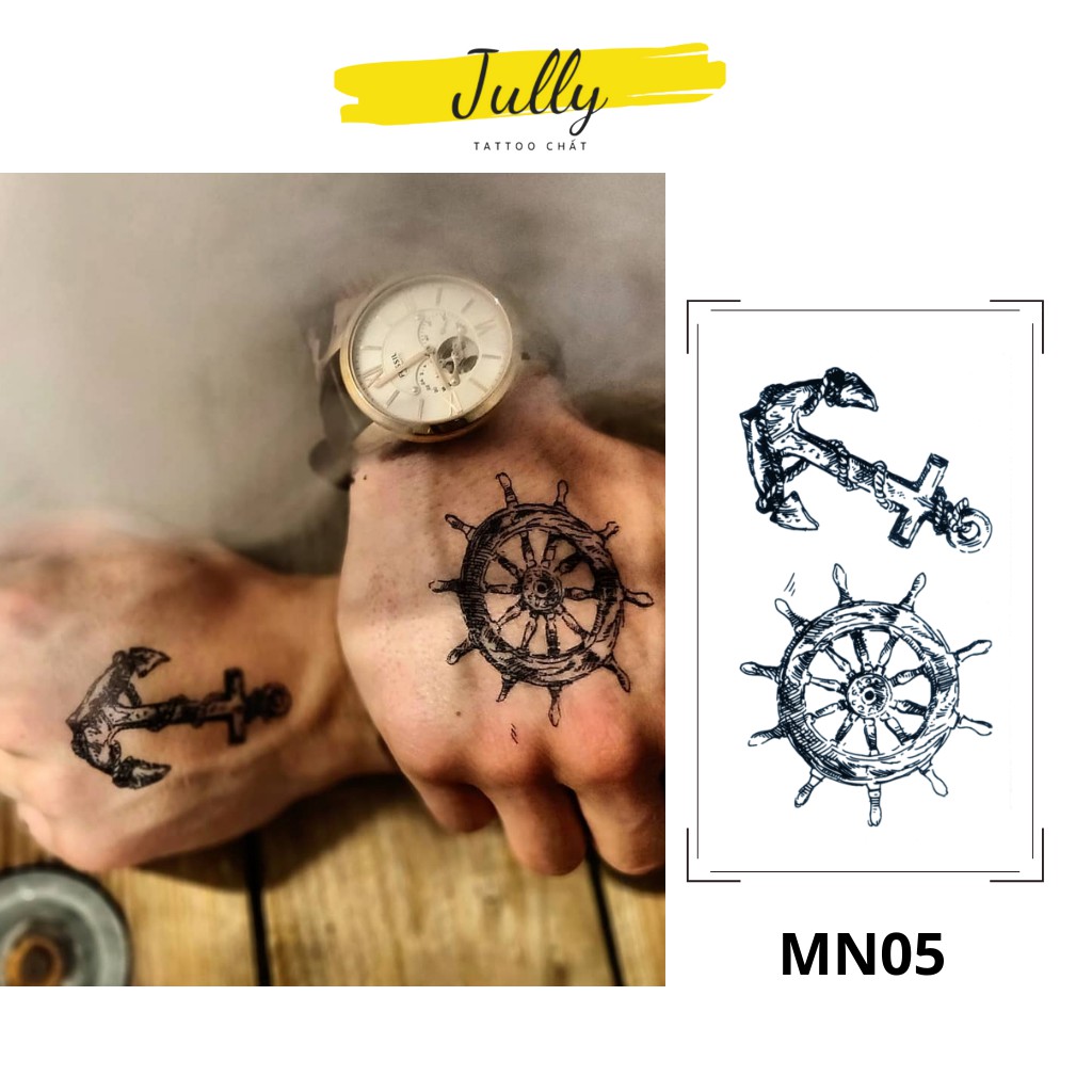 Hình xăm dán tạm thời mini hình mỏ neo đẹp nhật, chống nước, an toàn, bền đẹp JULLY Tattoo chất