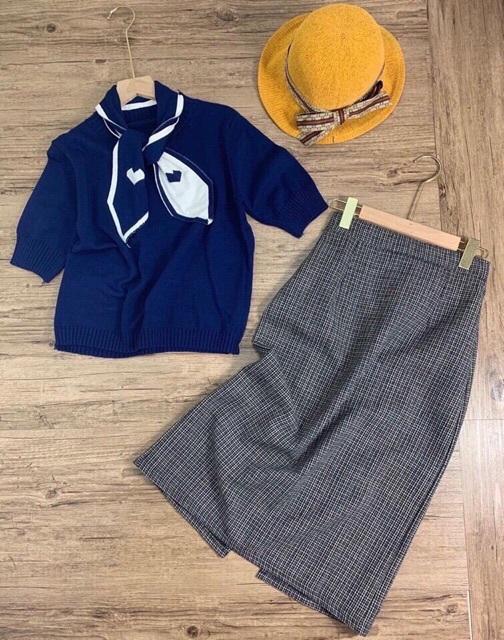 Set len xanh cổ nơ siêu hot - có bán áo riêng