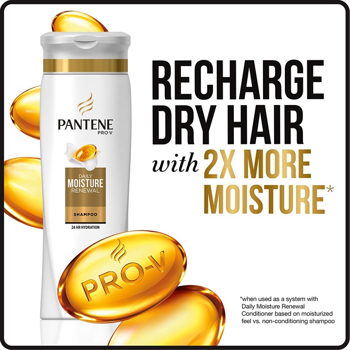 [Made In USA]Combo 2 Dầu gội Pantene Pro-V Daily Moisture Renewal sạch da đầu và giữ độ ẩm tóc Chai 740ml