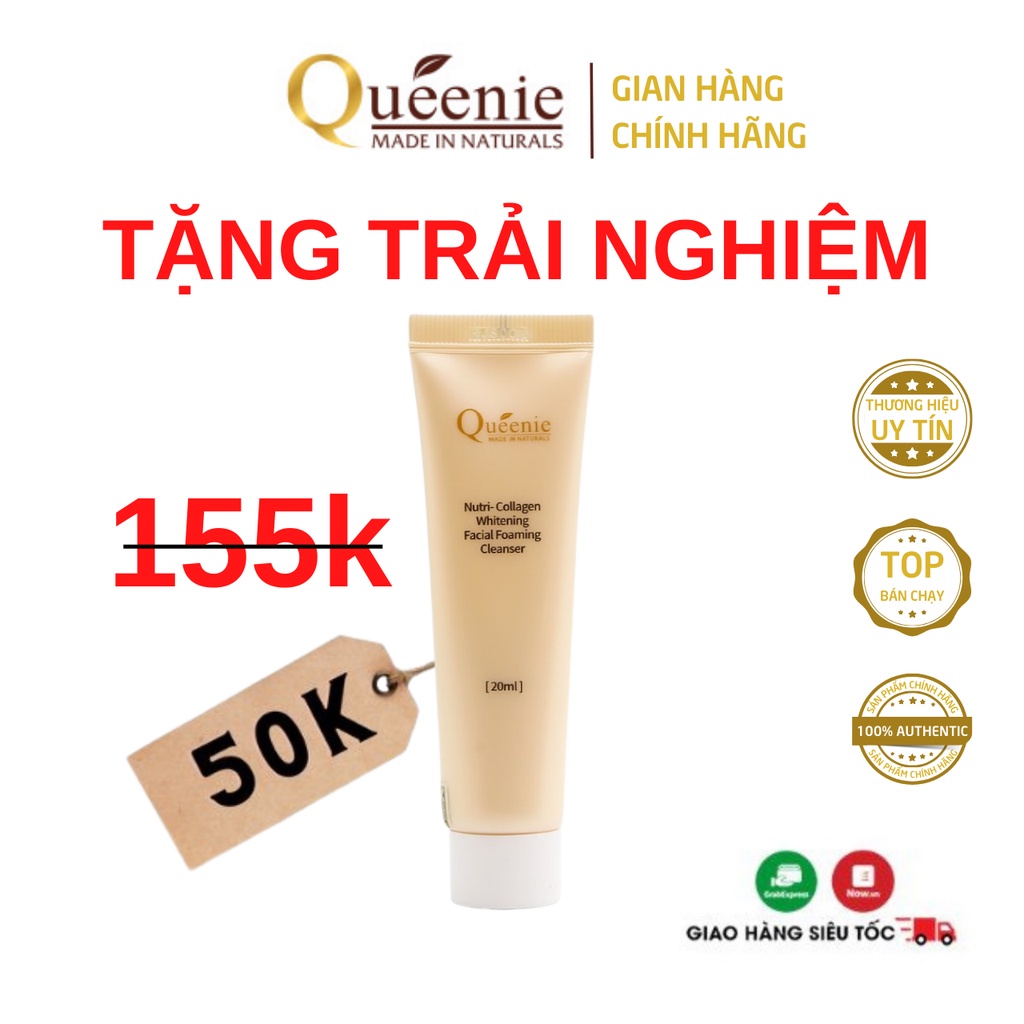 Sữa Rửa Mặt Bổ Sung Collagen Queenie Dưỡng Da Trắng Hồng Chính Hãng Hàn Quốc 20ml [SP Trải Nghiệm]