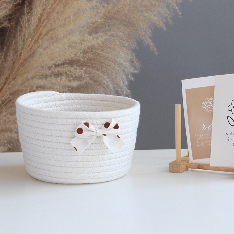 Giỏ Đựng Đồ Bằng Dây Cotton Bện Thủ Công Phong Cách Bắc Âu Đơn Giản Sắp Xếp Gọn Gàng Cho Nhà Tắm