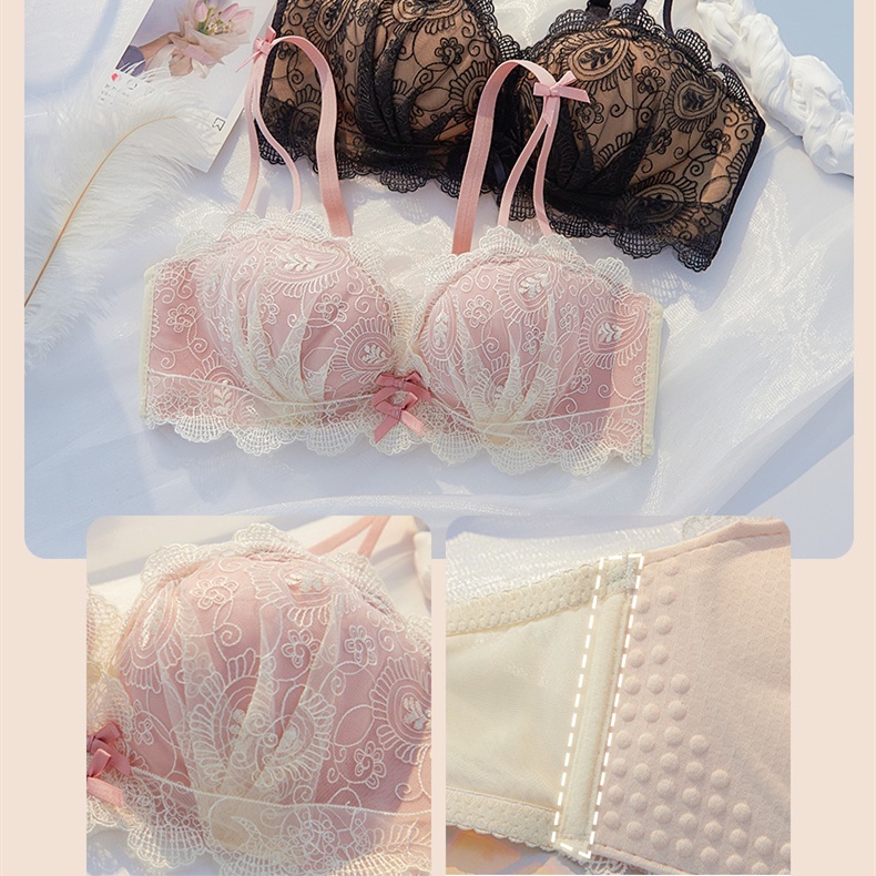 1 Set Áo Lót Nâng Ngực 3 Màu+Quần Lót Mềm Mại Thoải Mái Quyến Rũ Cho Nữ 3/4 Cup 32-38AB | BigBuy360 - bigbuy360.vn