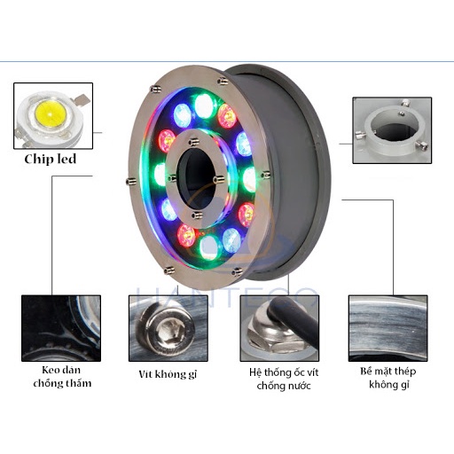 Đèn LED âm nước dạng bánh xe 24VAC dùng cho hồ cá, đài phun nước nghệ thuật