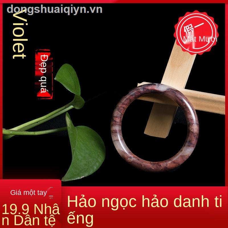 Vòng tay đá ngọc bích màu tím kiểu dáng độc đáo cho nữ