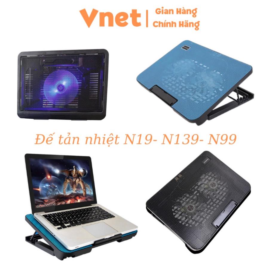 Đế tản nhiệt laptop macbook N99 S18 Cooling Pad 2 Quạt đèn led đế nâng 45' N19 N139 N168 từ 17 inch trở xuống VNET