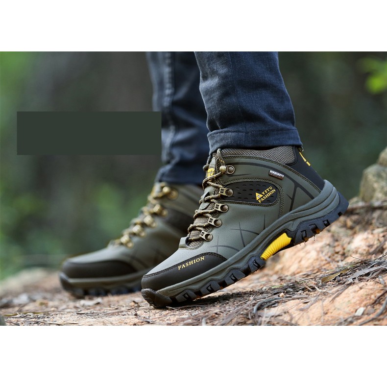 Giày Leo Núi Trekking Cổ Cao Chống Thấm Nước, Chống Trượt. Giày Thể Thao Đi Phượt Địa Hình Khó Khăn [ kèm vớ ] | BigBuy360 - bigbuy360.vn