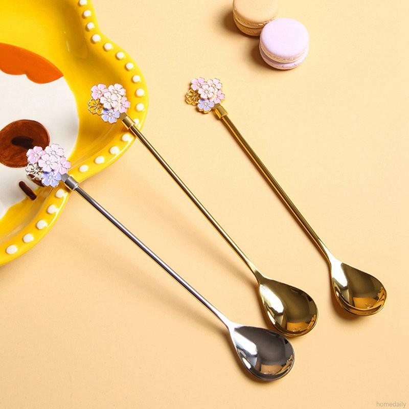 Muỗng Cà Phê Bằng Thép Không Gỉ Thiết Kế Hình Hoa Phong Cách Nhật Bản Độc Đáo