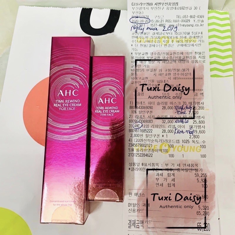 (Mẫu mới 2020 +Đủ bill) Kem dưỡng mắt AHC Time Rewind Real Eye Cream For Face season 8