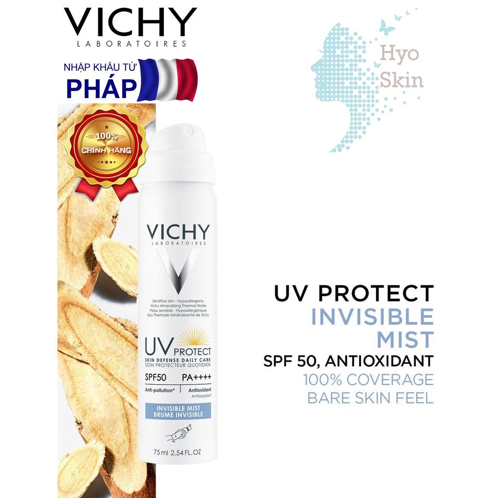 [CHÍNH HÃNG] Xịt Chống Nắng Chống Ô Nhiễm VICHY UV PROTECT SKIN DEFENSE DAILY CARE SPF50