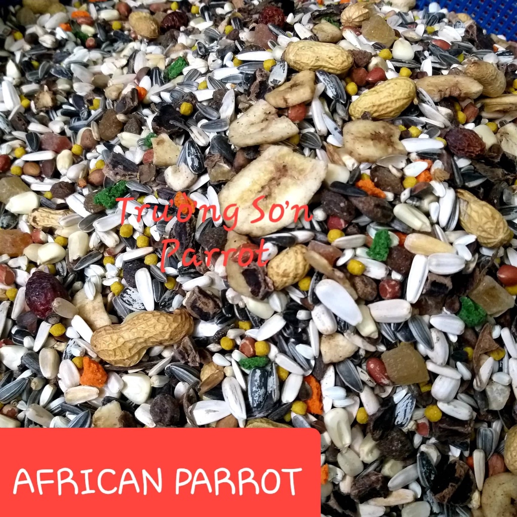 Hạt trộn hoàn chỉnh AFRICAN PARROTS gói nguyên 2KG của MANITOBA chuyên dùng cho tất cả dòng vẹt xám Châu Phi