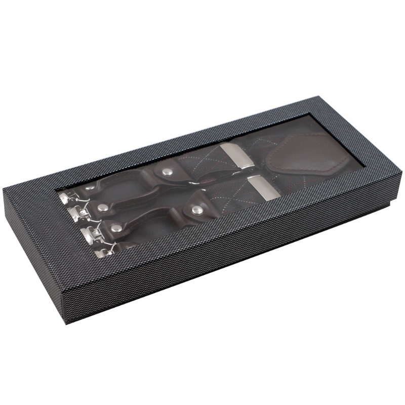 Dây Đai Quần Chữ Y Họa Tiết Caro Đen Kèm 6 Kẹp Chống Trượt Có Thể Điều Chỉnh Kích Thước Dành Cho