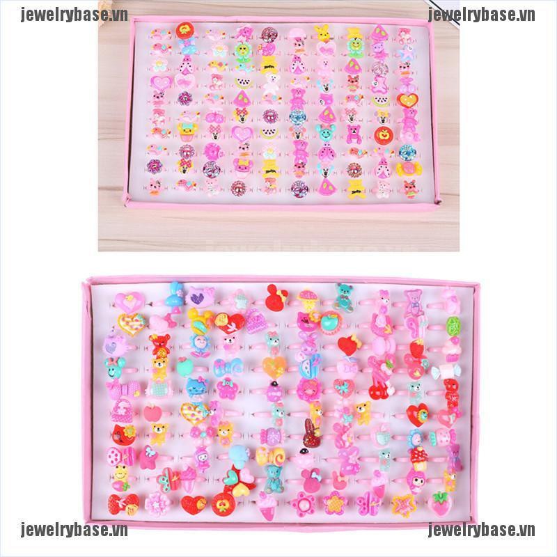 Bộ 10 nhẫn nhựa resin phong cách hoạt hình xinh xắn đáng yêu cho bé gái