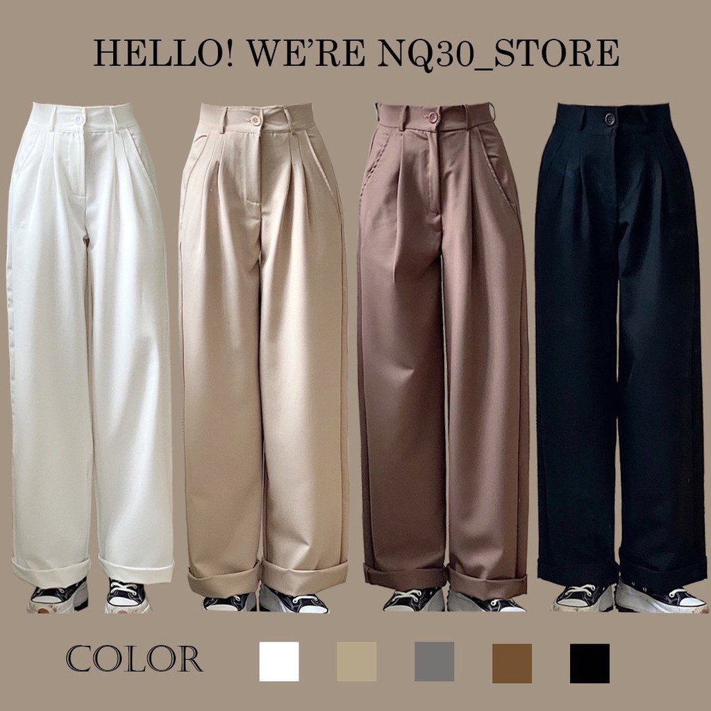 jean Quần Tây Ống Rộng Cạp Cao NQ30store Nam Nữ Unisex