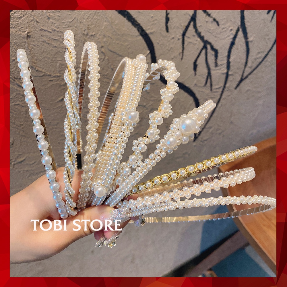 Bờm tóc xước tóc băng đô ngọc trai nhân tạo HOT TREND nhiều kiểu dáng nữ tính sang trọng TOBI STORE