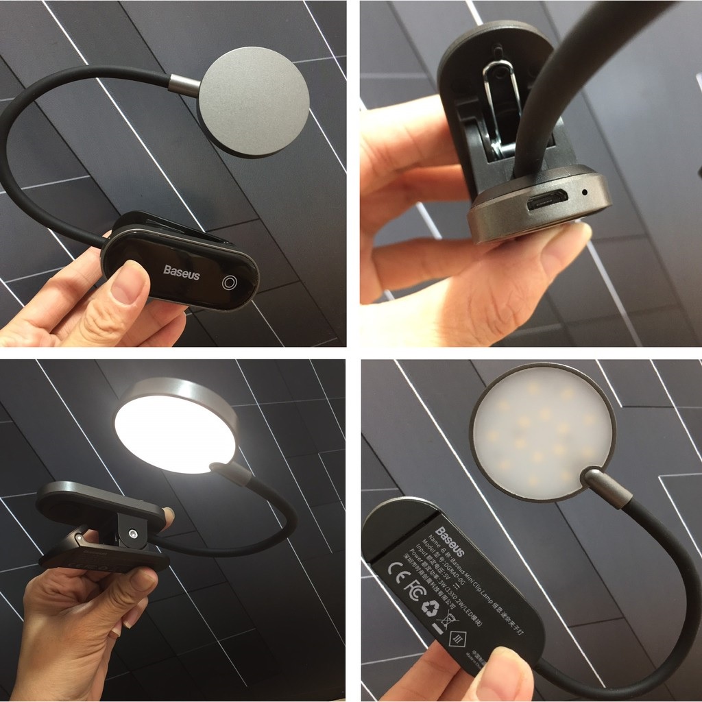 Đèn Đọc Sách , làm việc Dạng Kẹp  Mini Baseus Clip Lamp DGRAD-0G Thiết kế nhỏ gọn tiện dụng có thể mang theo mọi lúc