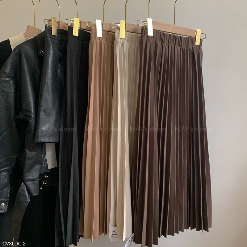 Chân váy xếp ly dài cạp chun