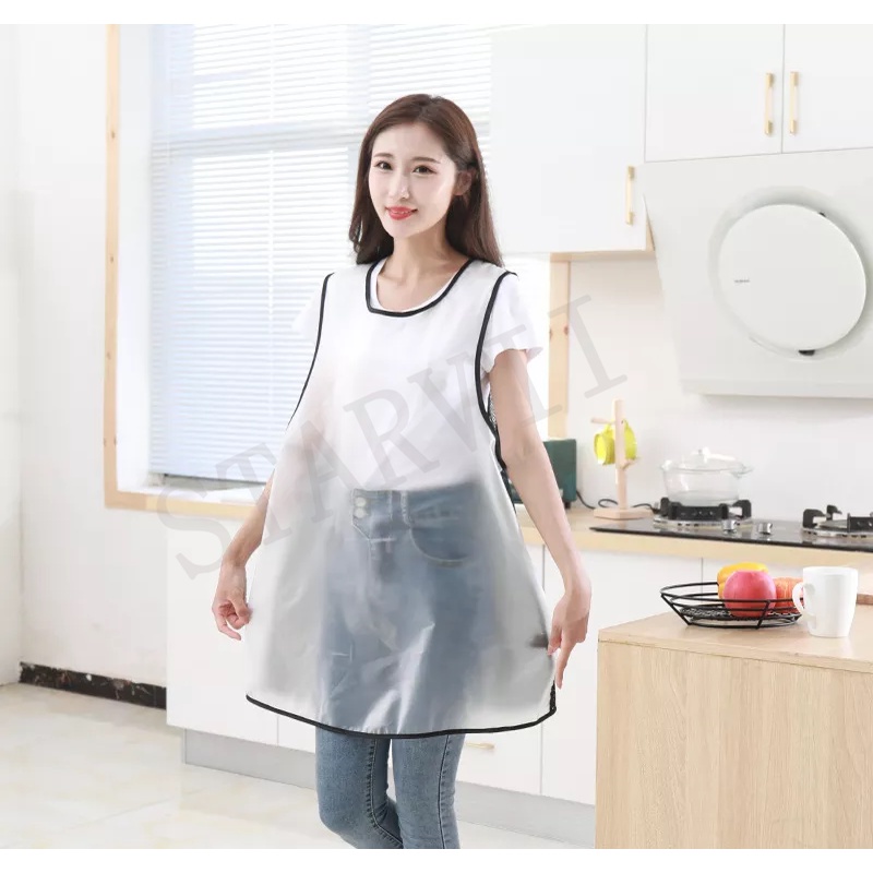 Tạp Dề Trong Suốt Chống Thấm Nước Và Dầu Tiện Dụng，tạp dề nấu ăn