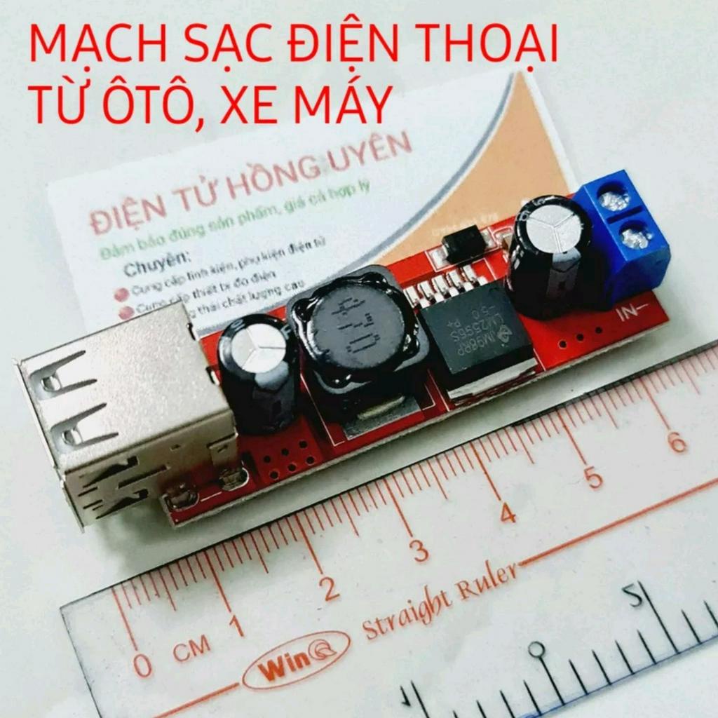 Mạch buck hạ áp từ 12v-24v xuống 5v sạc điện thoại. Dòng sạc 3 Ampe (Sạc nhanh). Mạch sạc điện thoại từ ô tô, xe máy