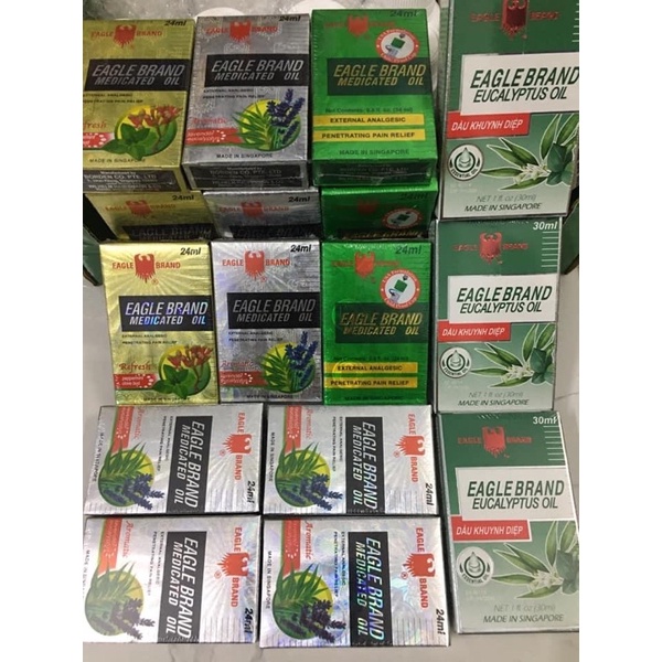 Dầu gió con ó Eagle Brand Xanh/Trắng/Vàng 24ml của Singapore theo tiêu chuẩn USA