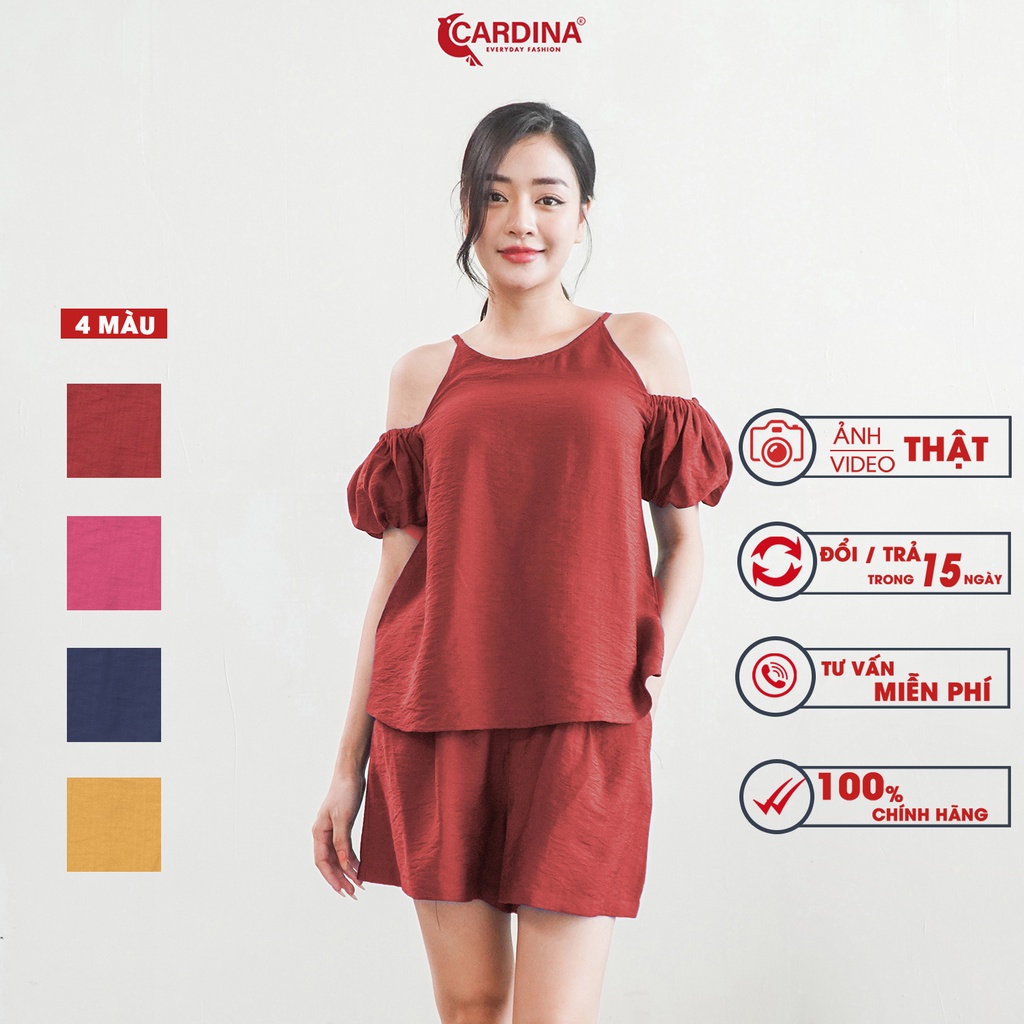 Đồ Bộ Nữ 𝐂𝐀𝐑𝐃𝐈𝐍𝐀 Chất Đũi Bamboo Xước Cao Cấp Áo Trễ Vai Quần Đùi Siêu Mát Màu Sắc Tinh Tế 2DF05