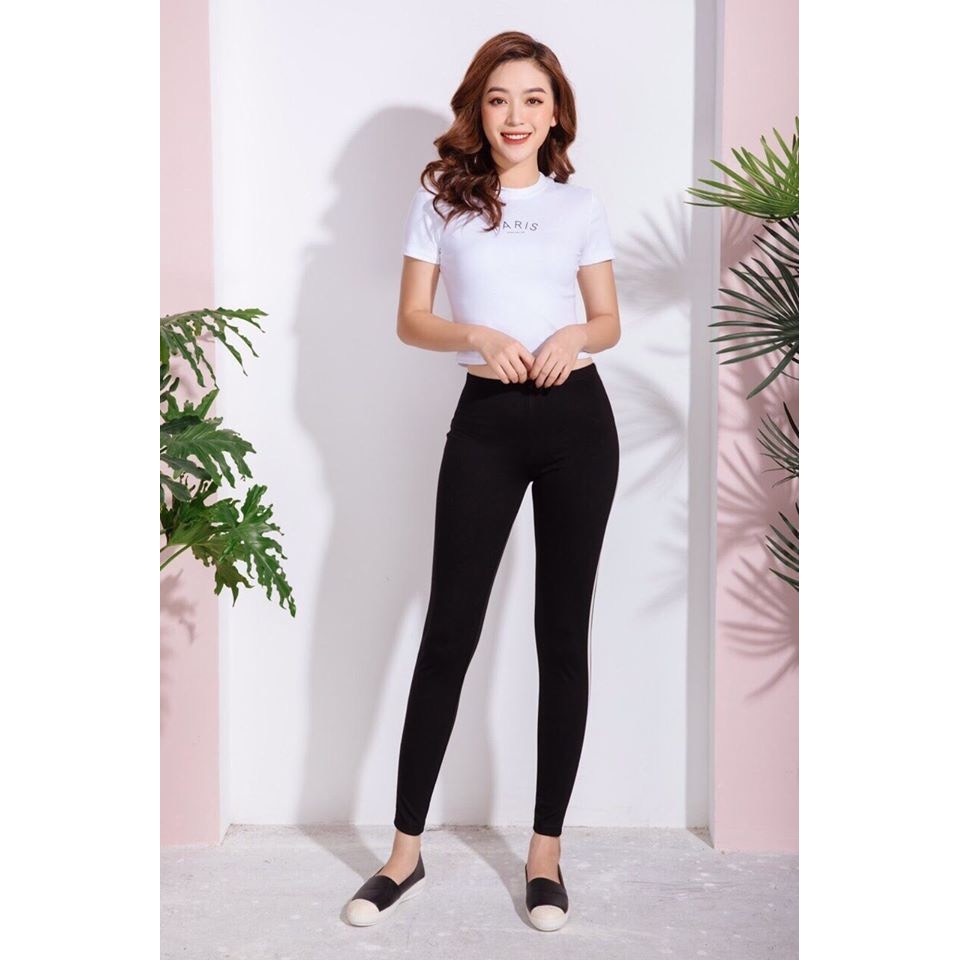 Quần legging nữ màu đen dáng dài slimfit cạp cao nâng mông tôn dáng, Quần legging thái | BigBuy360 - bigbuy360.vn