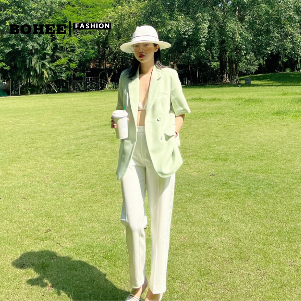 [Mã 88FASHIONSALE giảm 15K đơn 150K] Áo khoác blazer nữ BOHEE cổ vest cộc tay dáng ngắn phong cách hàn quốc A255 | BigBuy360 - bigbuy360.vn