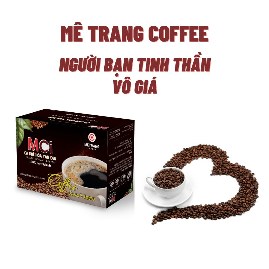 Cà phê Mê Trang hòa tan đen 1in1 (Mci1in1) - Hộp 15 gói