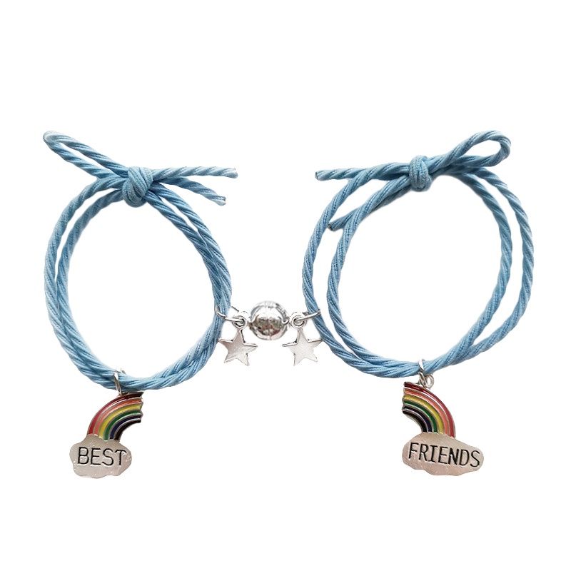 1 Cặp Vòng Tay Dây Bện Mặt Chuông Màu Cầu Vồng Có Thể Điều Chỉnh Kích Thước Dành Cho Cặp Đô dreamdiary