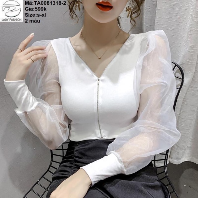 Áo tay voan kính có khoá