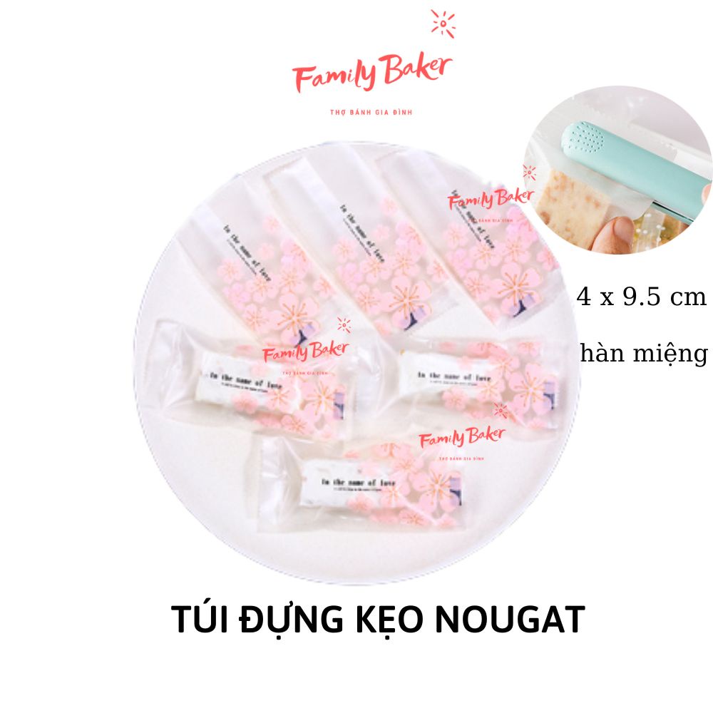 Túi gói kẹo Nougat, Túi đựng bánh cookie, vỏ túi đóng kẹo hạnh phúc size 4*9.5 cm