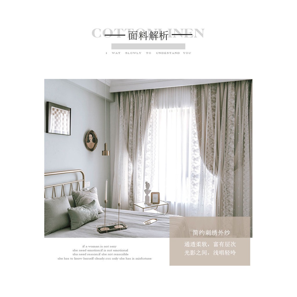 Rèm Cửa Vải Ren Thêu Họa Tiết Phong Cách Hàn Quốc Trang Trí Phòng Khách / Phòng Ngủ