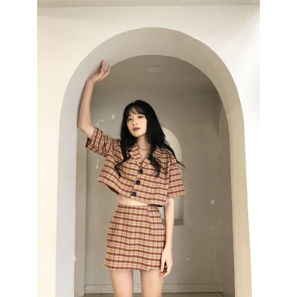 (LOẠI RẺ) SET KẺ CARO CELINA + CHÂN VÁY HOT - SET VEST CARO 9 MÀU ÁO CROPTOP KẺ MIX CHÂN VÁY CARO | BigBuy360 - bigbuy360.vn