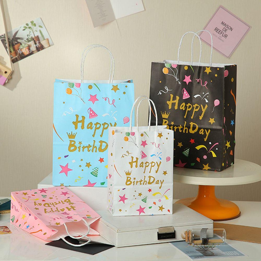Set 10 Túi Giấy Đựng Bánh Quy In Chữ Happy Birthday