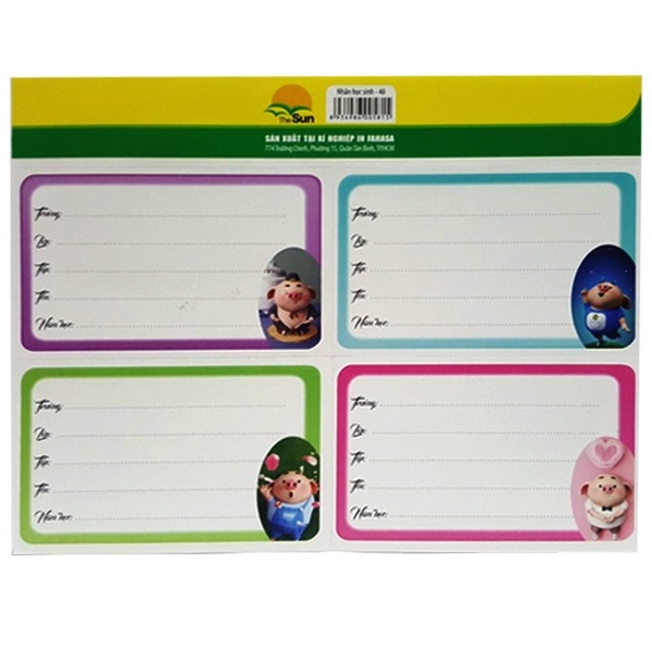 Nhãn Học Sinh The Sun 4 Ô