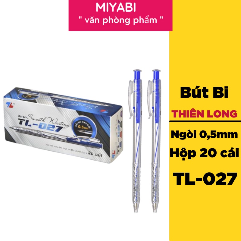 Bút bi thiên long xanh ,đen ,đỏ hộp 20 cái cao cấp FO-027 loại đầu bấm ngòi  0,5mm cute