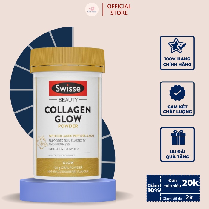 [BILL ÚC] Bột Collagen Glow, Balance, Renew 120g Swisse Úc giúp trắng và căng bóng da