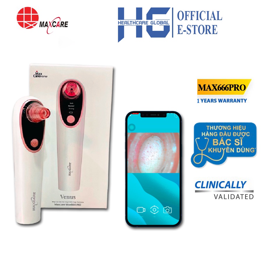 [Tích hợp CAMERA Soi Da] Máy Hút Mụn MAXCARE MAX666PRO | Loại Bỏ 99.5% Mụn Cứng Đầu Như Mụn Đầu Đen, Mụn Cám,...