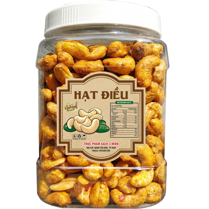 Combo 2 hũ: 500G ĐIỀU BỂ RANG MUỐI + 500G ĐIỀU RANG TỎI ỚT TPS