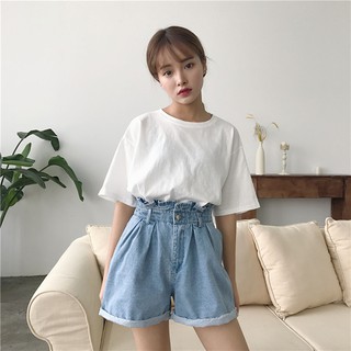 - Quần short jean Ulzzang ống rộng mix bèo eo 😍😍
