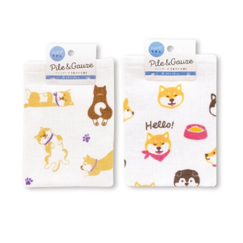 Khăn mặt cotton 2 lớp mẫu chú chó Shiba&lt;br&gt;