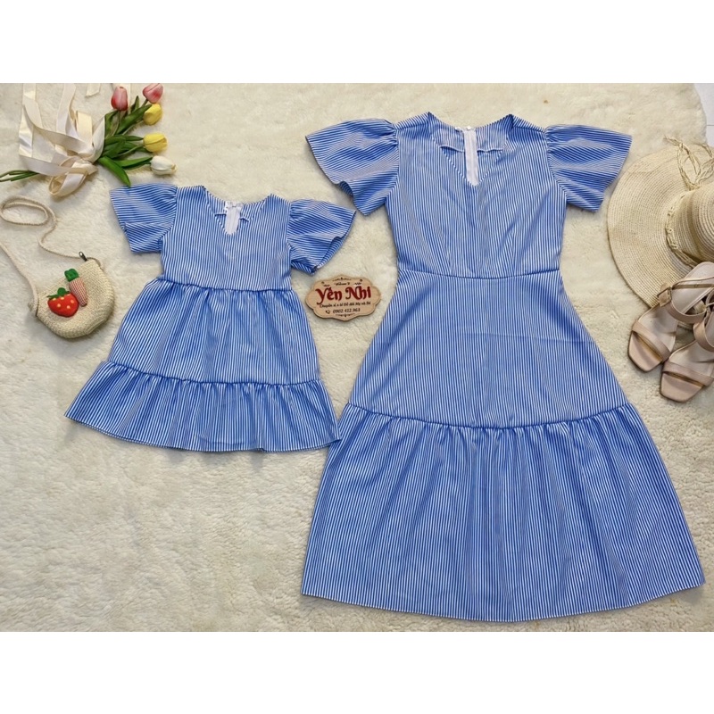 Set đầm đôi cho Mẹ & bé gái sọc dọc