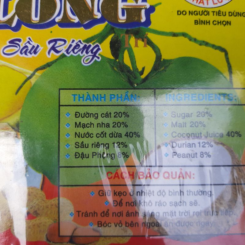 Kẹo dừa Thanh Long đậu phộng sầu riêng loại đặc biệt 500g