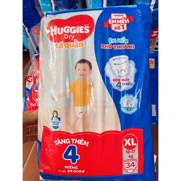 BỈM HUGGIES QUẦN CHÍNH HÃNG TẶNG MIẾNG MẪU MỚI ĐỦ SIZE M42/L/38/XL34/XXL30