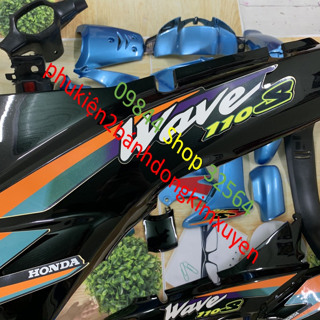 Dàn áo xe wave thái MÀU XANH NGỌC SƯỜN ĐEN-wave nhỏ-wave 110 lắp cho đời 1997 đến 2006-nhựa ABS LOẠI ĐẸP BỀN MÀU