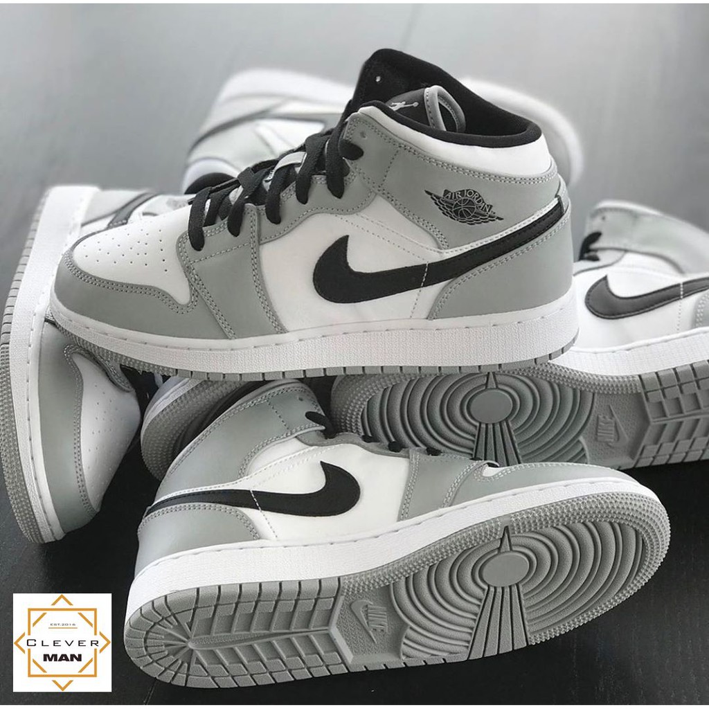 (FREESHIP+FULLBOX) Giày Thể Thao AIR JORDAN 1 Retro High Light Smoke Grey Cao Cổ Xám Logo đen Clever Man Store