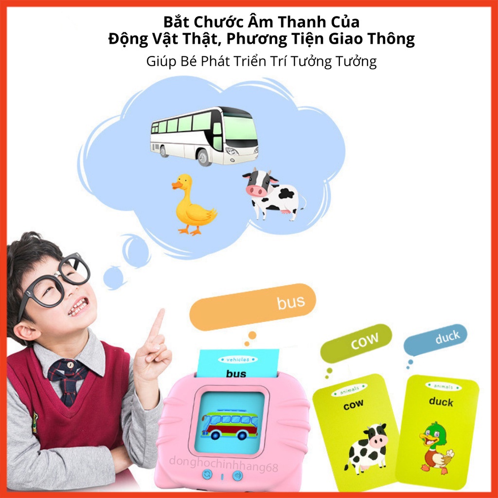 Máy Đọc Thẻ Tiếng Anh Cho Bé Flashcard Gồm 112 Thẻ 224 Từ Tiếng Anh Sạc Cổng USB Không Có Sóng Điện