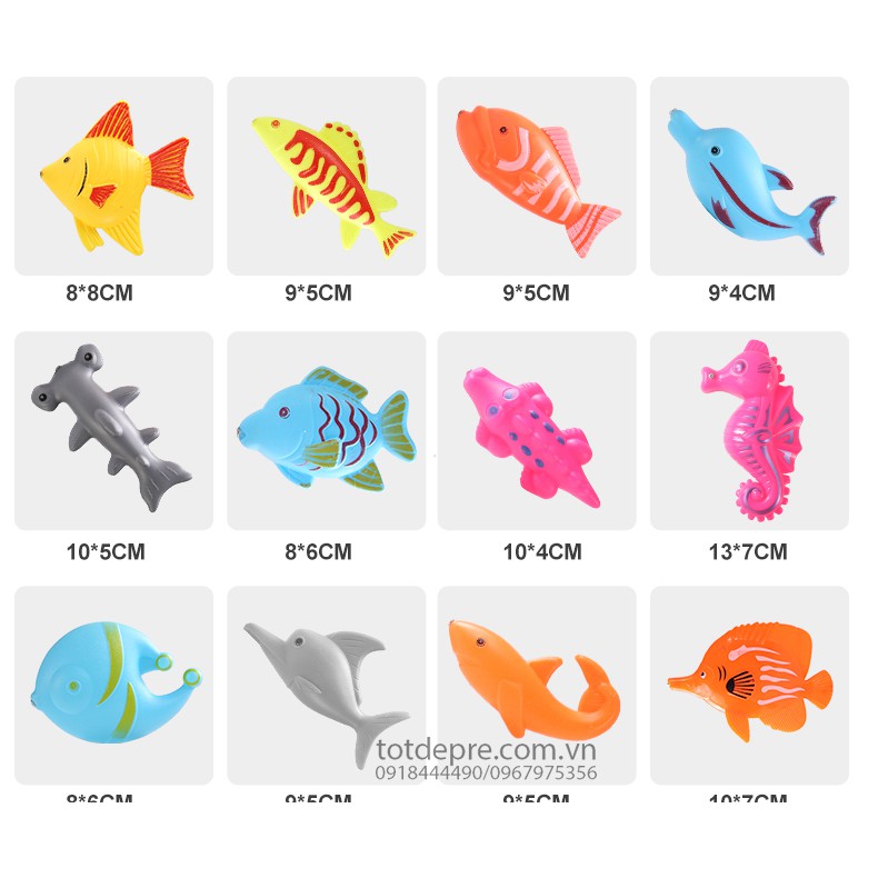 Bộ đồ chơi câu cá nhiều loại kèm bể phao, cần câu, vợt, bơm tay cho bé