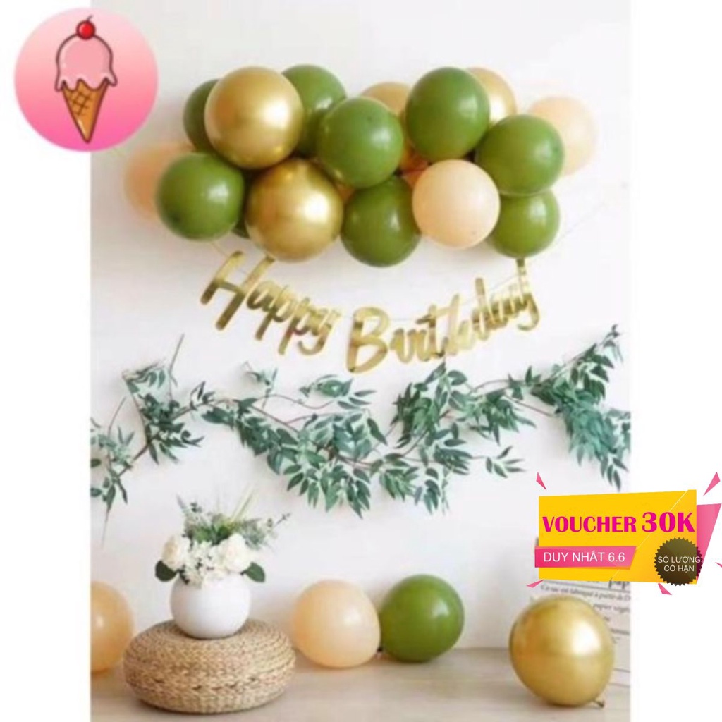 Set trang trí sinh nhật cho bé tông xanh phong cách Tropical Châu Âu - Kem Shop K303